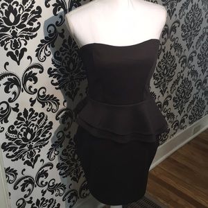 Strapless Asymmetrical Ruffle Mini Dress